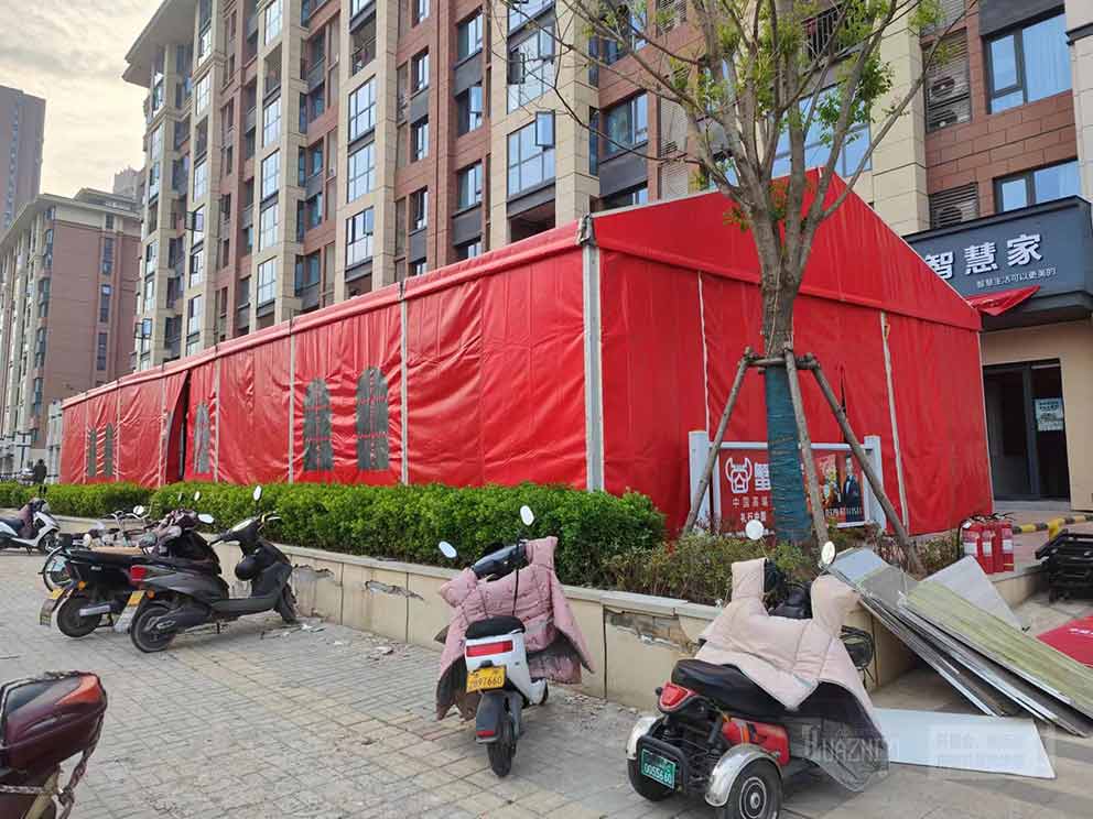 洛陽(yáng)篷房租賃交房現(xiàn)場(chǎng)—紅色慶典篷房