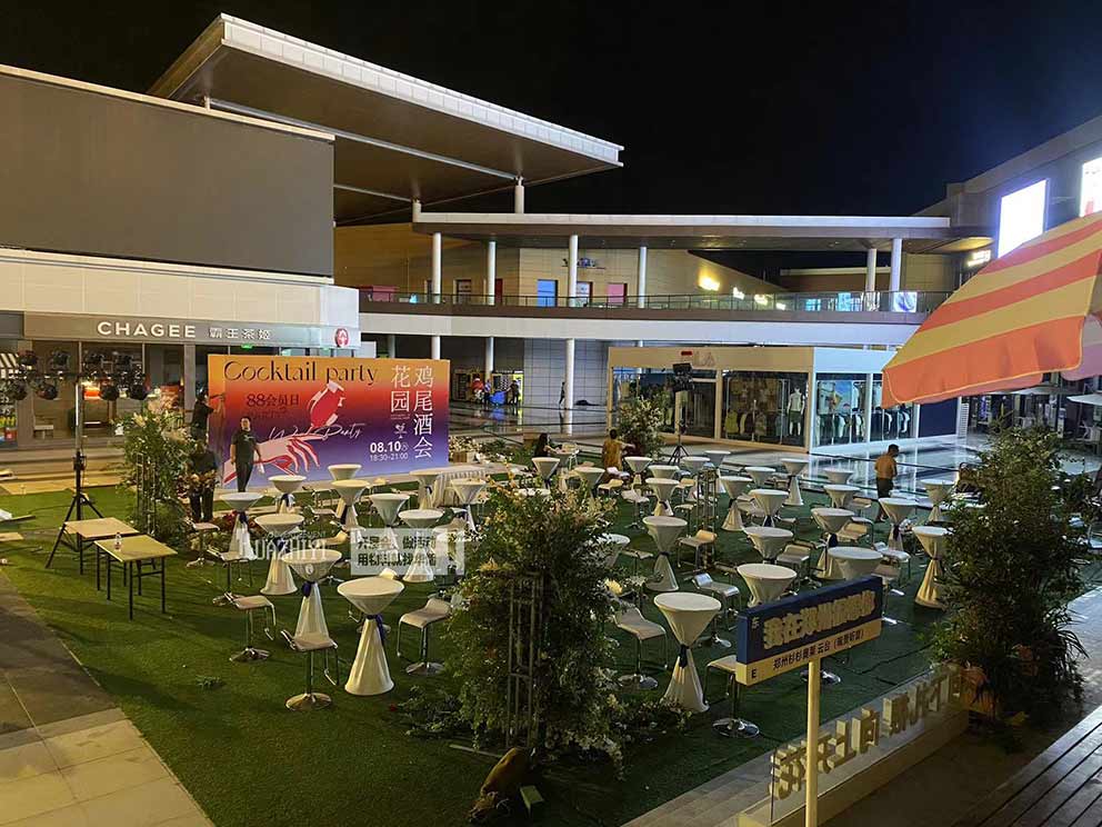 開(kāi)封桌椅租賃是這樣布置杉杉奧萊臨時(shí)活動(dòng)的