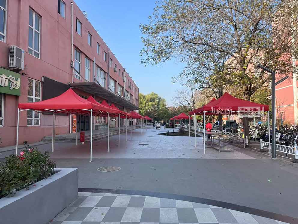 鄭州紅色簡易帳篷出租助力鄭州大學(xué)美食活動