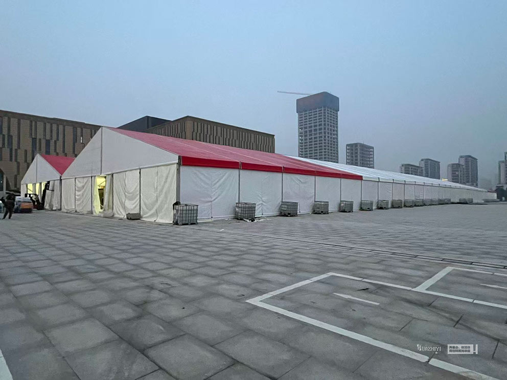 華熠篷房出租助力安陽文體中心家紡博覽會篷房搭建